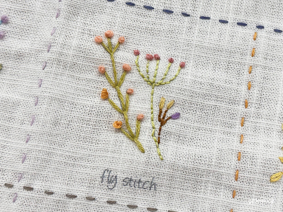 플라이 스티치 (Fly Stitch) 들꽃 자수 I