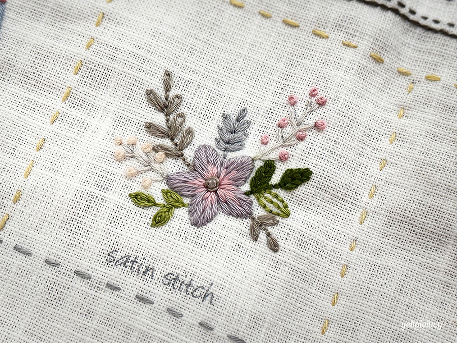 새틴 스티치 (Satin Stitch) 꽃 자수 I