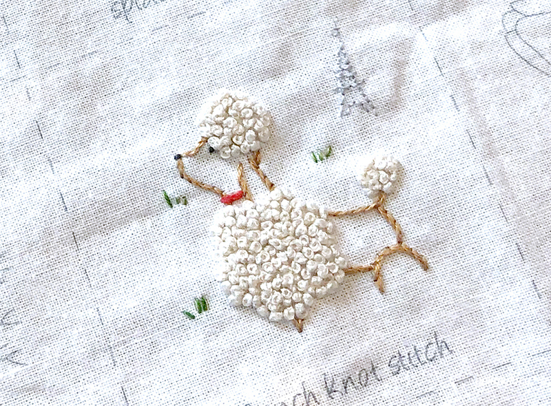 하얀 푸들 자수