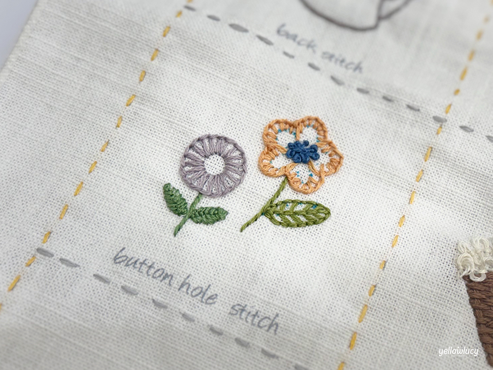 프랑스자수 기초 버튼 홀 스티치 (Button Hole Stitch) 꽃 자수