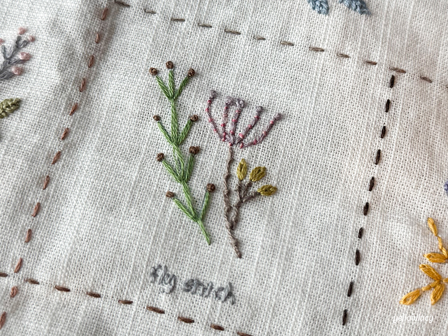 플라이 스티치 (Fly Stitch) 들꽃 자수