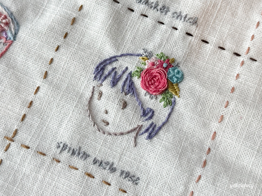 스파이더웹로즈 스티치 (Spider Web Rose Stitch) 소녀 자수