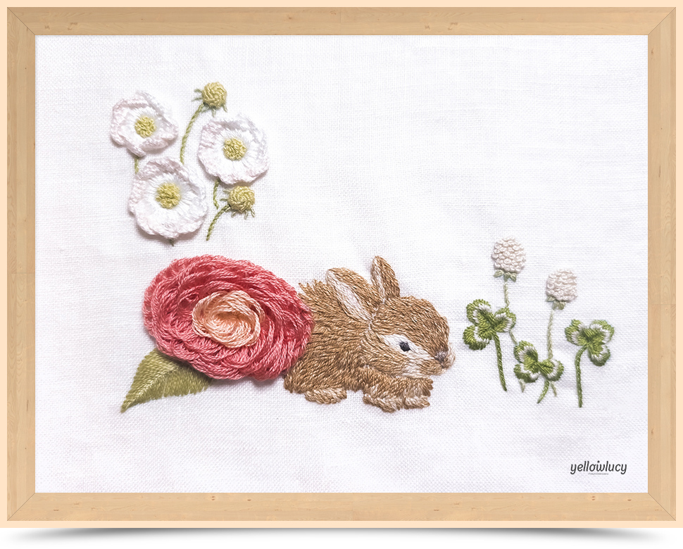 토끼와 꽃, 루프드 블랭킷 스티치 (Looped Blanket Stitch)