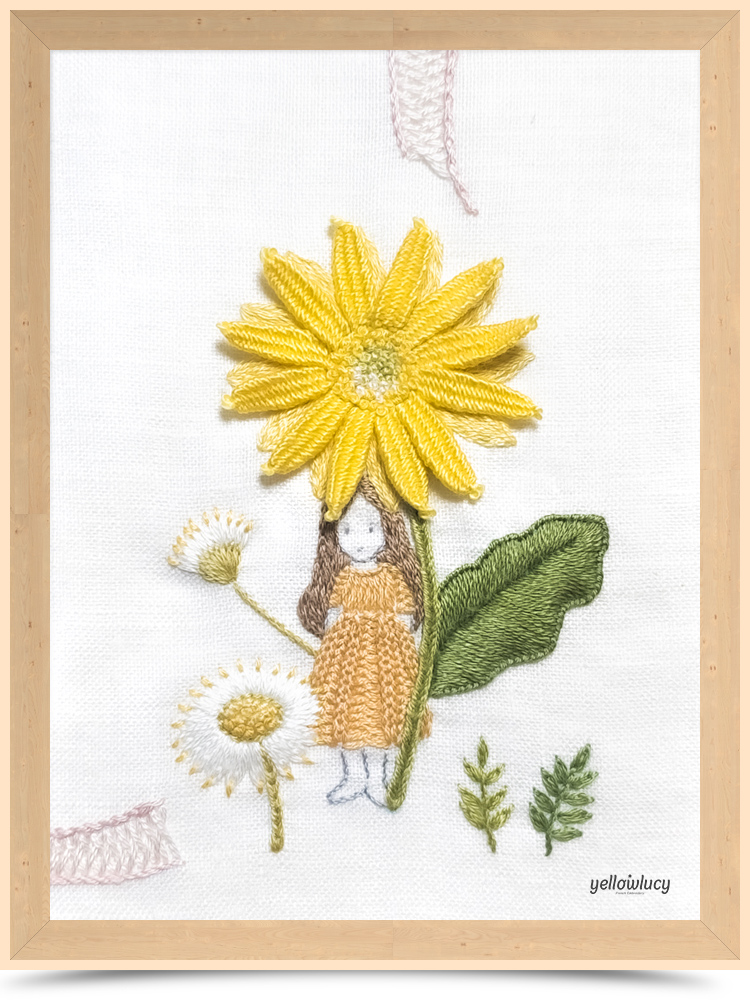 요정과 민들레꽃, 우븐 피콧 스티치 (Woven Picot Stitch)