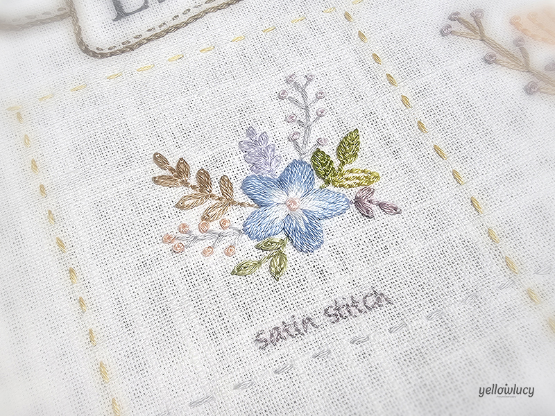 새틴 스티치 (Satin Stitch) 꽃 자수
