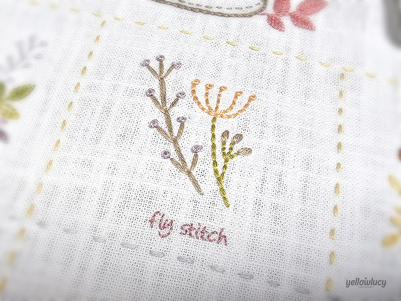 플라이 스티치 (Fly Stitch) 꽃 자수