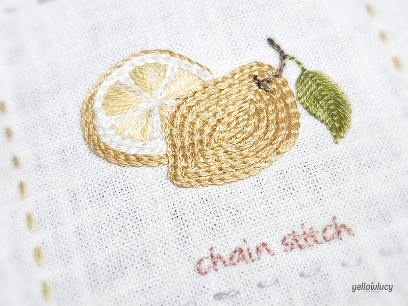 체인 스티치 (Chain Stitch) 레몬 자수
