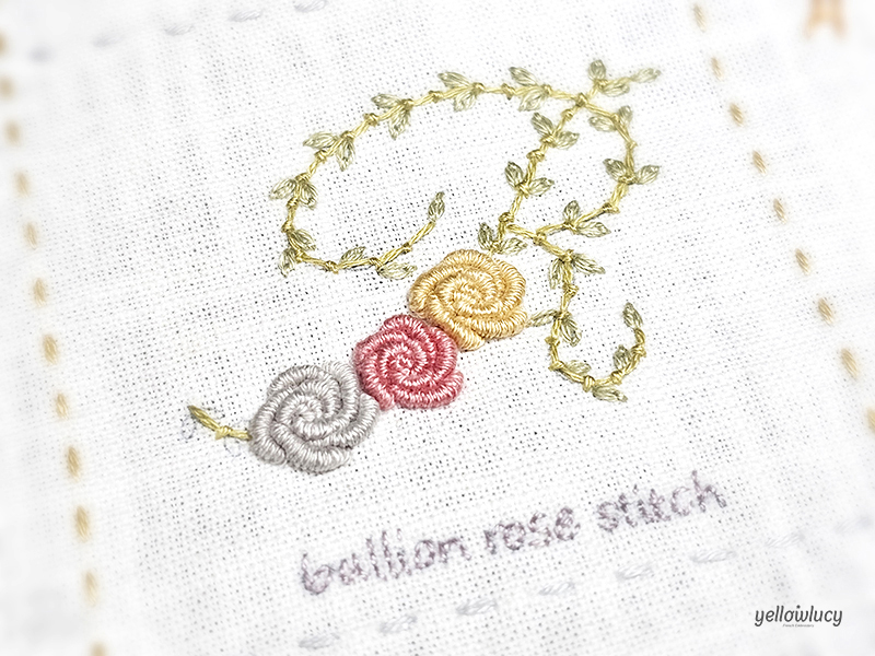 블리언 로즈 스티치 (Bullion Rose Stitch) 장미꽃 이니셜 자수