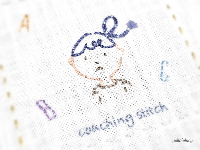 카우칭 스티치 (Couching Stitch) 소녀 얼굴 자수