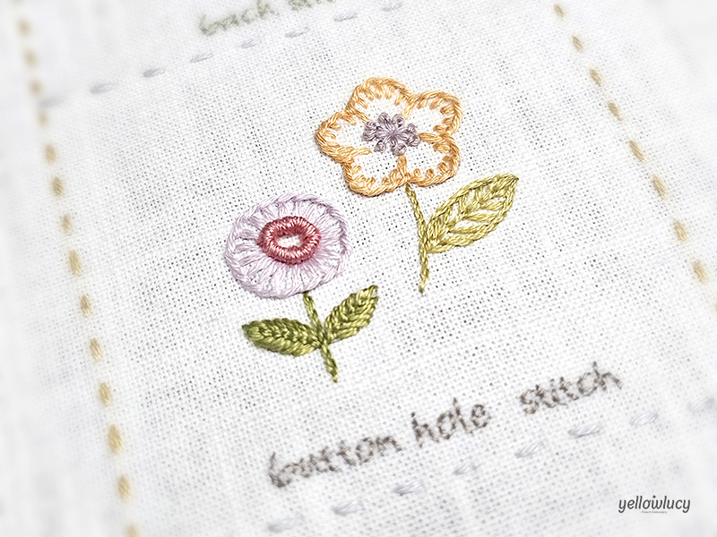 버튼 홀 스티치 (Button Hole Stitch) 꽃 자수